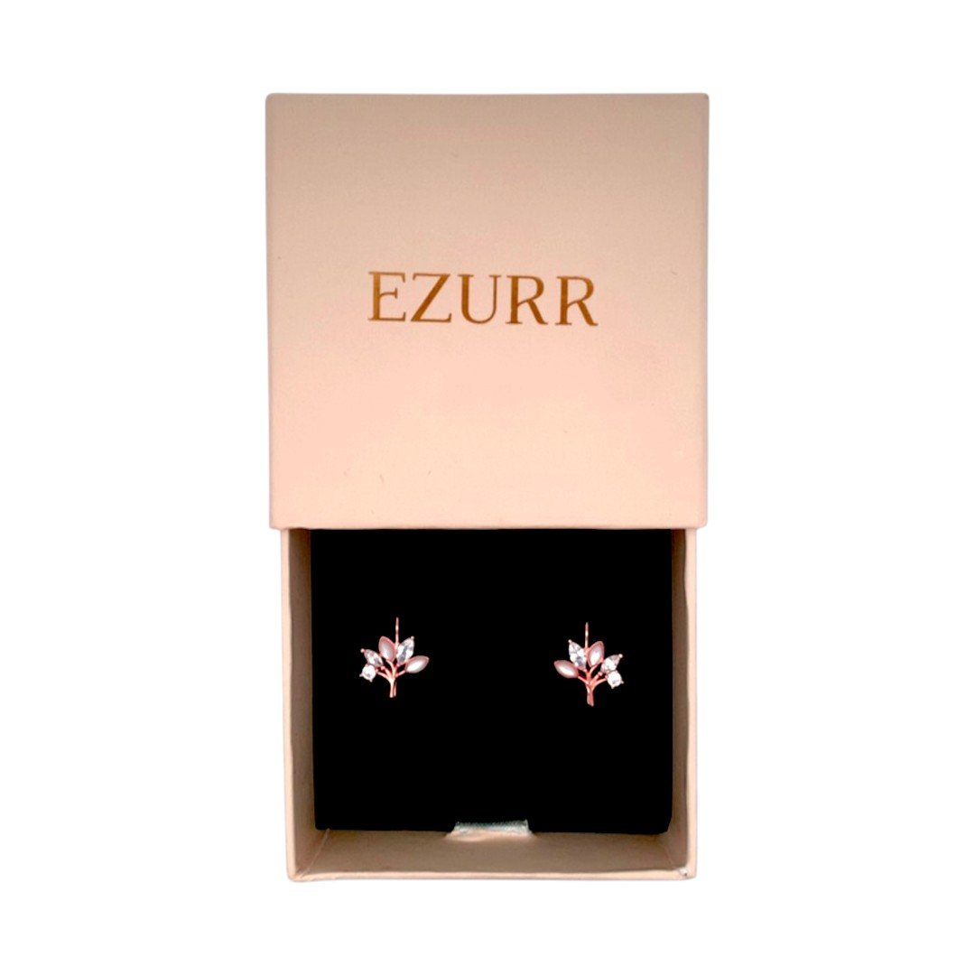 Crystal Vine Earrings (Pure Silver) - Rose Gold
